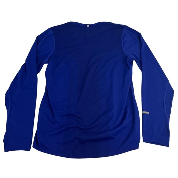 Nike Dri-Fit Mesh Running T-Shirt Men's Size M Royal Blue Long Sleeve Crewneck - Picture 5 of 6